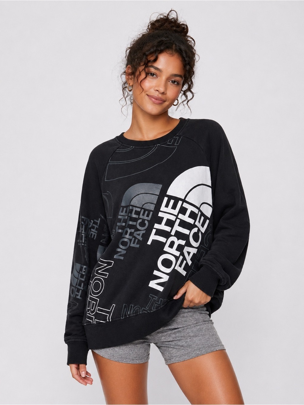 The North Face Black Graphic Logo Crew Sweatshirt - Women XSmall